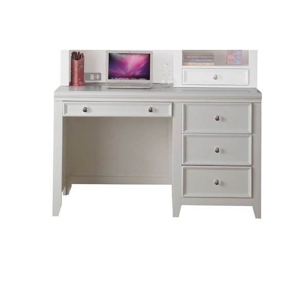 Homeroots White Wood Computer Desk With 3 Drawers And Keyboard Drawer 376973 - main