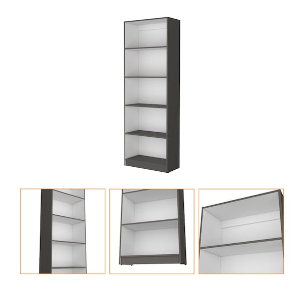 Homeroots 71" Gray And White Wood Five Tier Bookcase 546195 - main