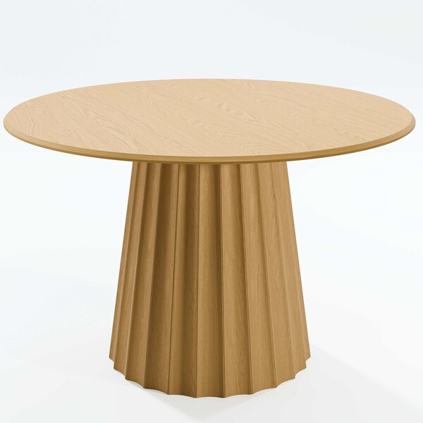 Homeroots 46" Brown Solid Wood Pedestal Base Round Top Dining Table 721021 - main