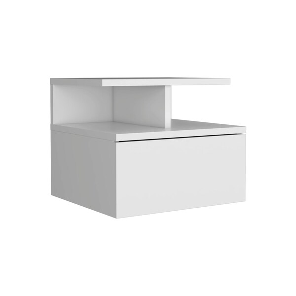 Homeroots 12" White Wood One Drawer Floating Nightstand 543684 - main