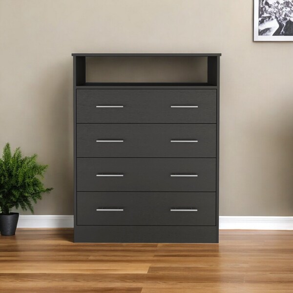 Homeroots 33" Black Four Drawer Dresser 534948 - main