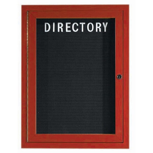 Aarco Enclosed Letter Board Directory w/ Aluminum Cherry Wood Look Finish Frame, 36''Hx24''W, 1 Door Unit ADCW3624R - main