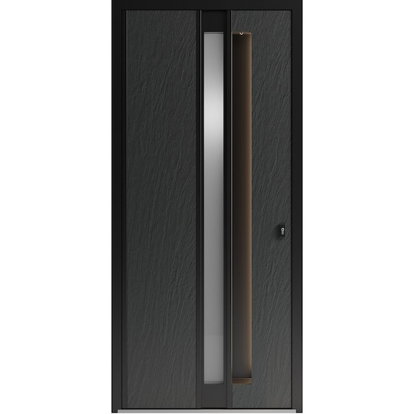 Vdomdoors Aluminum Door with Hidden Handle Hiddex 0155 Ardesia Nero Entry Steel Metal Modern Painted W36xH80 HIDDEX0155EXD-BLK-W36xH80-LH-I - main