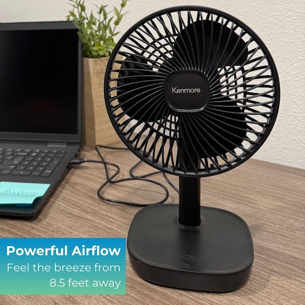 Kenmore 6 in Rechargeable Fan KM-60002-BK - main