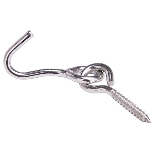 Prosource Hammock Hook, 1-1/4 in Opening, Stainless Steel, Silver, Stainless Steel LR-404S-PS - main