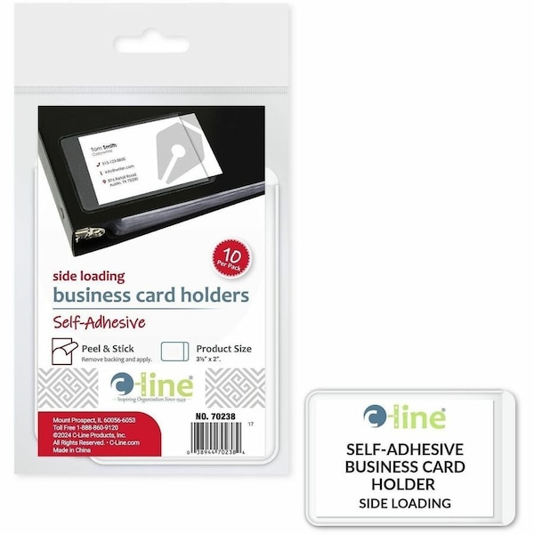 C-Line Products SelfAdhesive Business Card Holders, No Color, 10PK CLI70238 - main