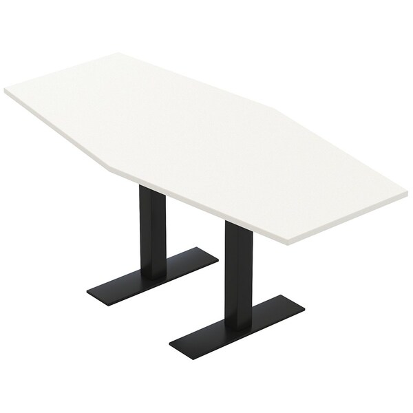 Skutchi Designs 6ft Hexagon Conference Table With Power | Harmony Series | 6 Person Meeting Room Table HAR-HEX.IR-36X72-T.BK-W960-NA - main