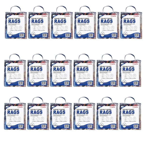 Supremeplus New Color Knit T-Shirt Cleaning Rags, 1 lb. Bag, Pack of 24, 24PK SP-6853 - main