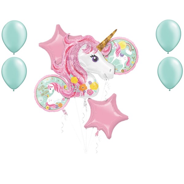 Loonballoon Unicorn Theme Balloon Set, Magical Unicorn Balloon Bouquet Kit and 4x latex balloons 48566 - main