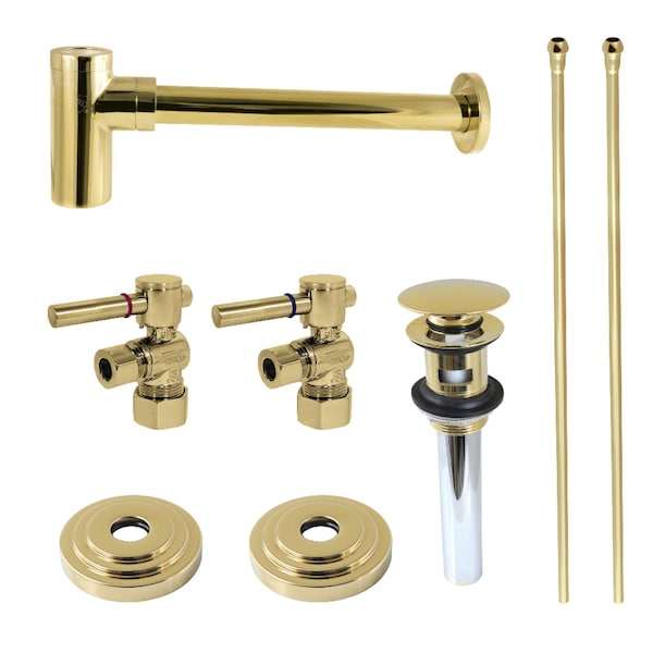 Kingston Brass Plumbing Sink Trim Kit with Bottle Trap and Drain, No Overflow, Polished Brass CC53302DLTRMK1 - main