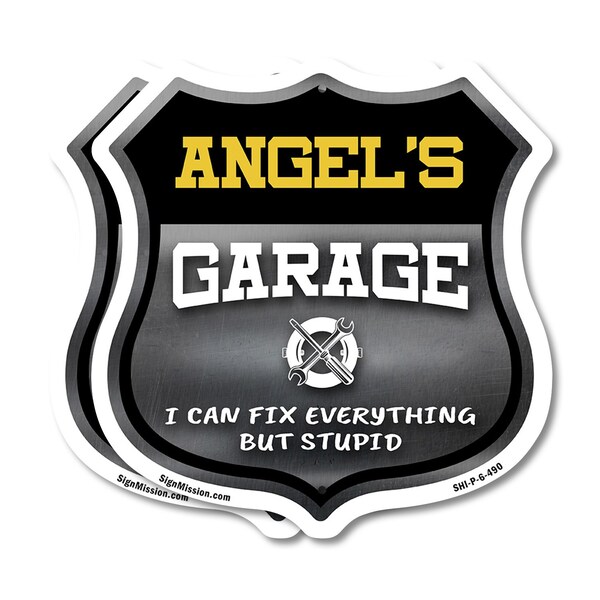 Signmission Angel's Garage I Can Fix Everything But Stupid, 6 inch X 6 inch, Plastic Sign, 2PK SHI-P-2PACK-6-490-ANGEL - main