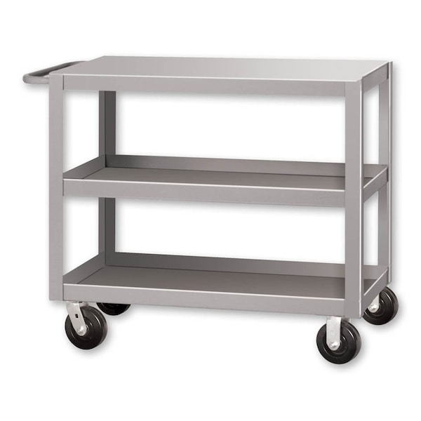 Pucel Heavy Duty Shop Truck, 36 in W x 24 in D x 33.5 in H, Three Shelves, Push Handle, Putty 2436-DT-3S - main