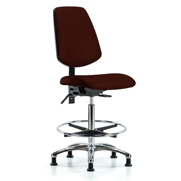 Blue Ridge Ergonomics High Bench Chair No Arms, 26" to 35-1/2" Height, Vinyl, Burgundy BR-VHBCH-MB-CR-T0-A0-CF-RG-8569 - main