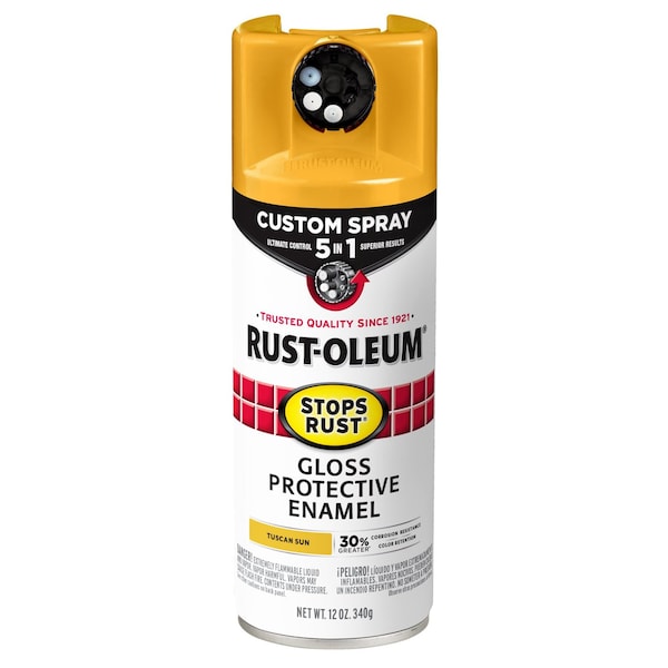 Rust-Oleum Spray Paint, Tuscan Sun, Gloss, Solvent, 12 oz 376906 - main