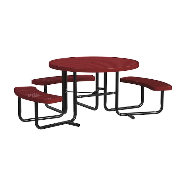 Leisure Craft 46" Round ADA Accessible Outdoor Picnic Table with 3 Bench Seats, Burgundy T46ROP-ADA-BURGUNDY - main