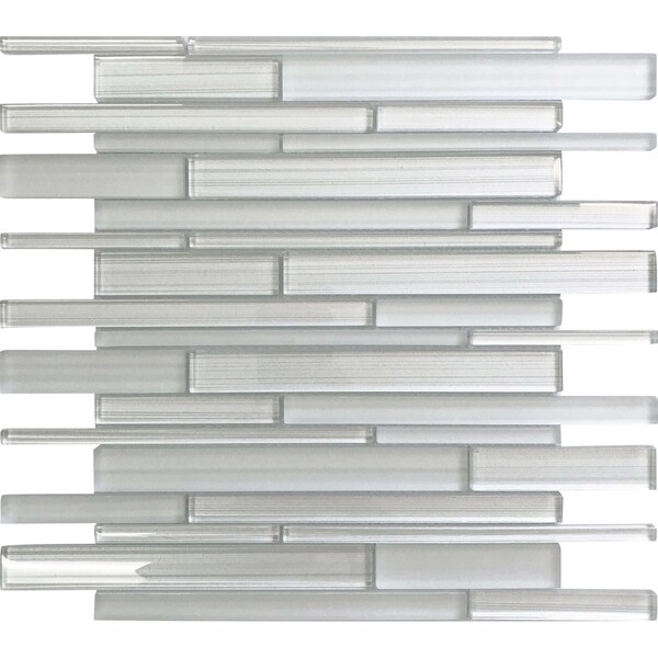 Apollo Tile White 11.8 in x 12.2 in Glass Glossy, Matte Floor and Wall Mosaic Tile 5 sqft/case, 5PK APLICL8804A - main