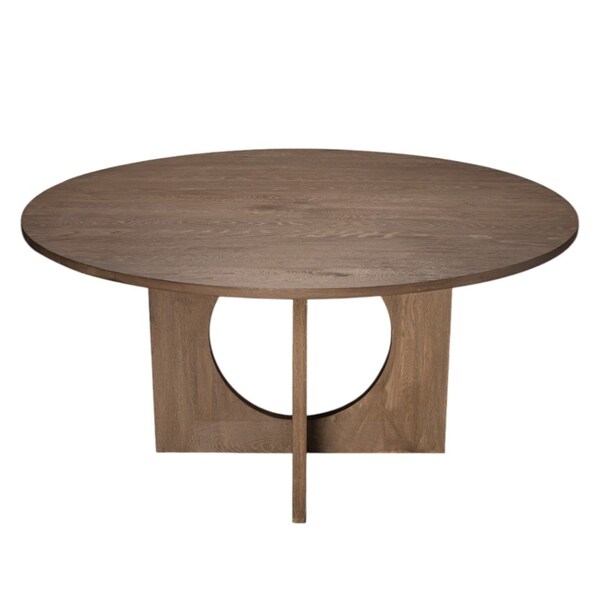 Homeroots 60" Natural Solid Wood Pedestal Base Round Top Dining Table 659074 - main