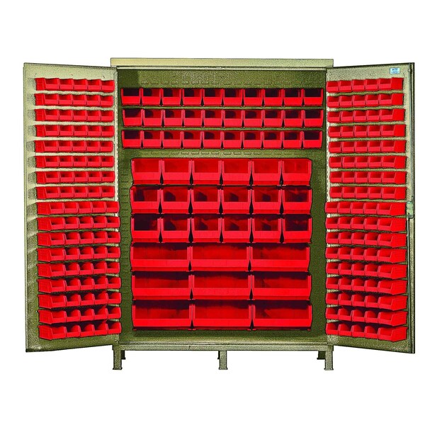 Quantum Storage Systems STORAGE BEIGE CABINET W/84 RED BINS QSC-BG-72S-84RD - main