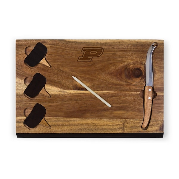 Picnic Time Family Of Brands NCAA Purdue Boilermakers Delio Cheese Board and Knife Set - Charcuterie Board Set 833-00-512-513-0 - main
