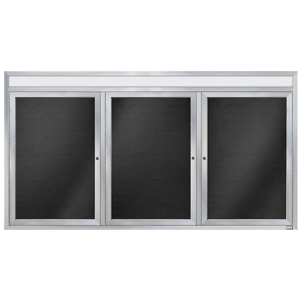 Aarco Enclosed Letter Board Directory w/ Clear Satin Anodized Al Frame and Header, 36''Hx72''W, 3 Doors ADC3672-3H - main