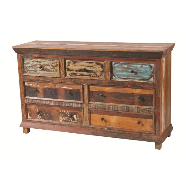 Homeroots 60" Brown Solid Wood Seven Drawer Triple Dresser 489193 - main