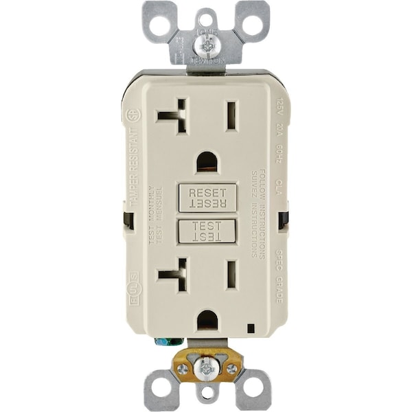 Leviton SmartlockPro Self-Test 20A Light Almond Commercial Grade Tamper Resistant 5-20R GFCI Outlet R16-GFTR2-0KT - main