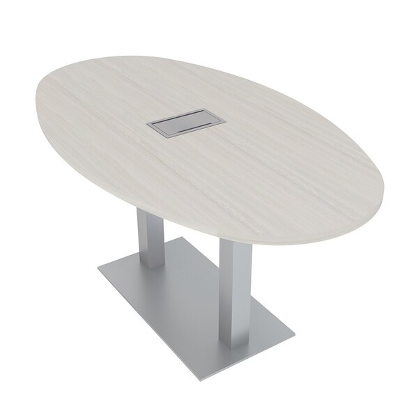 Skutchi Designs Boval Conference Table With Power Unit, 36 in W, 60 in L, Ivory HAR-BOVL-36X60-DOU-K458-ESIL - main