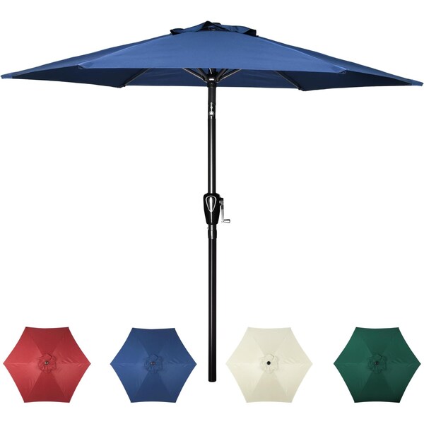 Simple Deluxe 7.5' Patio Umbrella Outdoor Table Market Yard Umbrella with Push Button Tilt/Crank, 6 Sturdy Ribs f LGBRLA7BLU - main