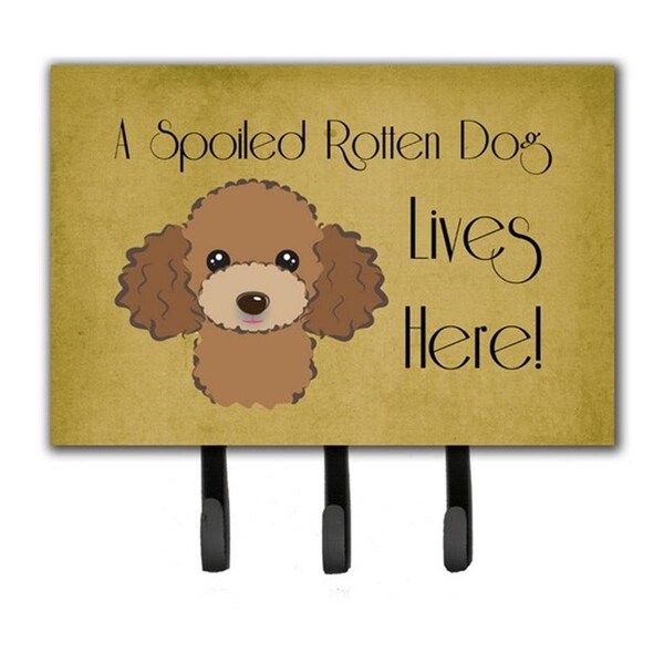 Carolines Treasures Chocolate Brown Poodle Spoiled Dog Lives Here Leash and Key Holder BB1504TH68 - main