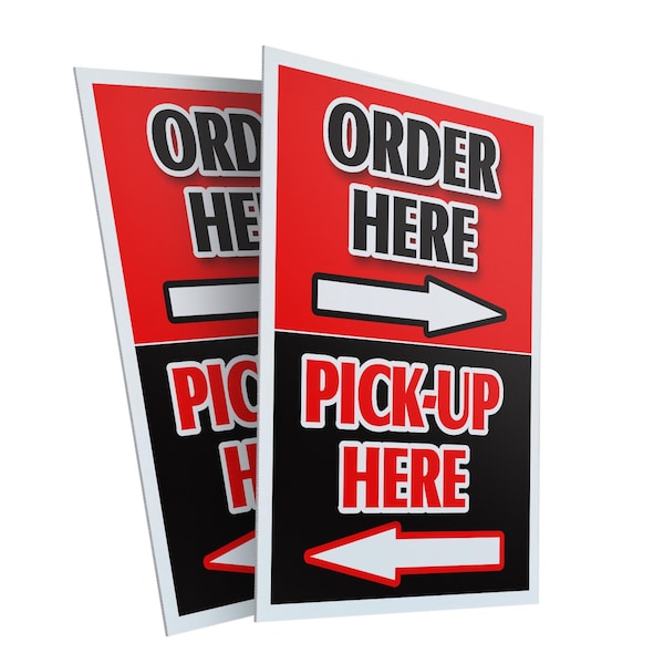 Signmission Order Here Pick Up Here With Arrows, Plastic Signs Only 24 Inch x 36 Inch, Corrugated Plastic, 2PK CSB-2436-2PACK-OrderHerePickUpHereWithAr - main