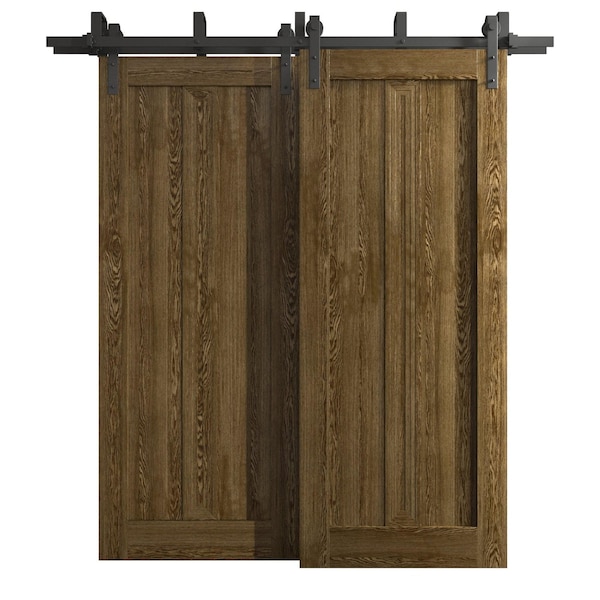 Sartodoors Sliding Closet Barn Bypass Doors 36 x 96 inches, Ego 5006 Marble Oak, Modern 6.6ft Rails Hardware EGO5006BBB-DMR-3696 - main