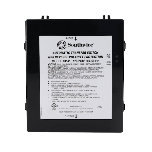 Southwire TRANSFER SWITCHES AND PANELS RV Transfer Power Between Shore And RV Generator Automatic 120 240 V 40141-001 - main