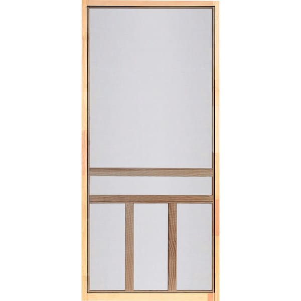 Screen Tight Creekside 36'' Wx80'' Hx1'' Thick Natural Fingerjoint Wood T-Bar Screen Door WCRK36H - main