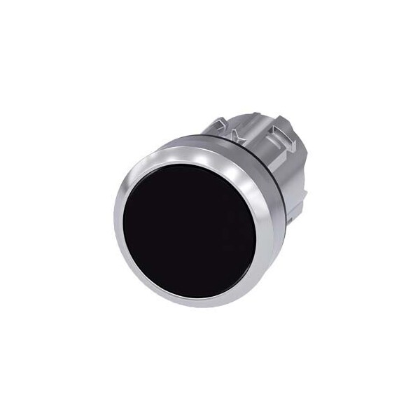 Siemens Pushbutton, 22 mm, round, metal, shiny, black, pushbutton, flat 3SU1050-0AB10-0AA0-ZY12 - main