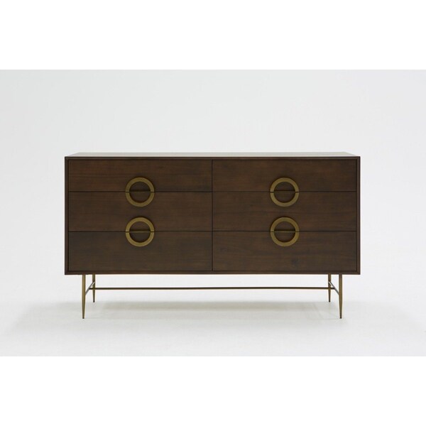 Homeroots 65" Acacia Solid Wood Six Drawer Double Dresser 473093 - main