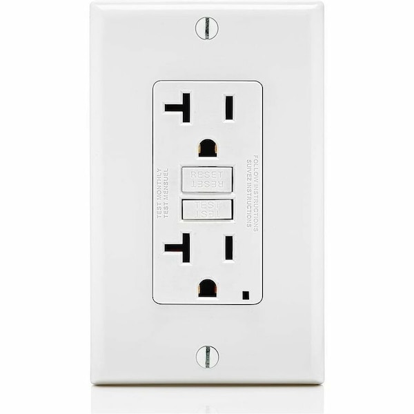 Leviton GFCI Receptacle, Outlet, White, 20A 125V GFNT2-FW - main