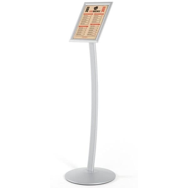M&T Displays Silver 8.5 x 11 Inch Pedestal Sign Holder with Clear Brochure Holder Menu Board Floor Standing UCUMBN1581X9002 - main