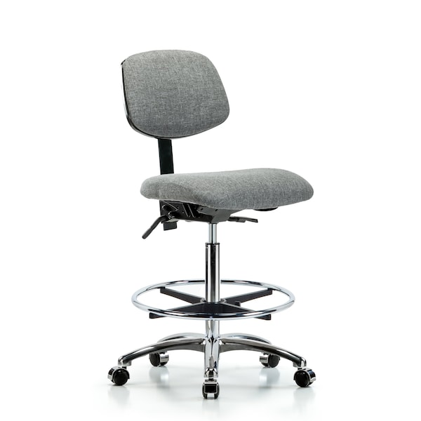 Blue Ridge Ergonomics Chair, Fab, Hi Bench, Chr Tilt CF Cast, Gry, No Arms, 26" to 35-1/2" Height, Grey BR-FHBCH-CR-T1-A0-CF-CC-F44 - main