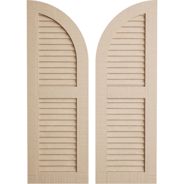 Ekena Millwork Rough Cedar 2 Equal Louver w/Quarter Round Arch Top Faux Wood Shutters, 18W x 42H, 24 Low Side, PR SHULVQ18X42RCPR - main