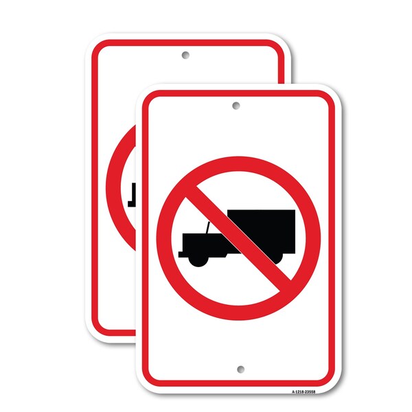 Signmission No Truck Symbol, 18'' X 24'' 2 Signs, Heavy Gauge Aluminum, 2PK A-1824-2PACK-23558 - main