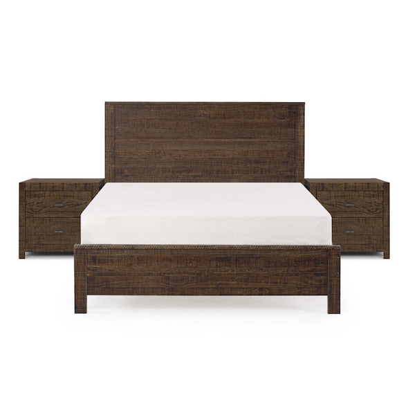 Homeroots Three Piece Espresso Solid Wood Bedroom Set 523974 - main