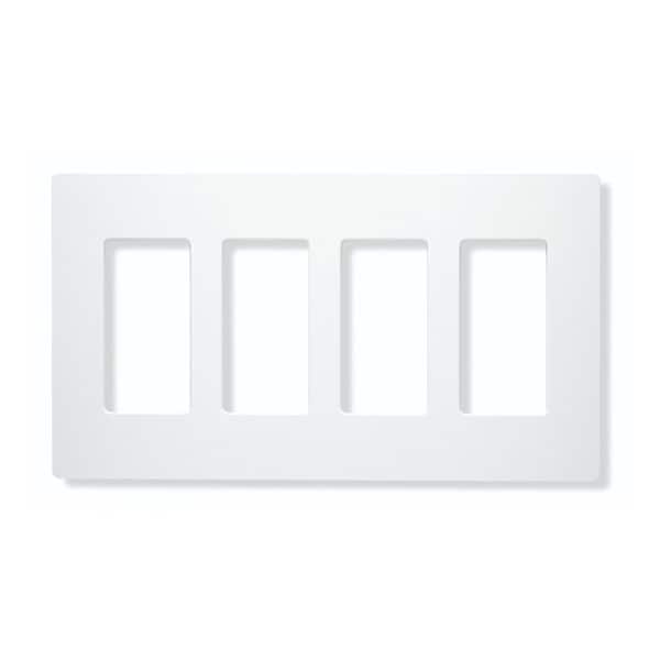 Lutron Designer Wall Plates, Number of Gangs: 4 Gloss Finish, White CW-4-WH - main