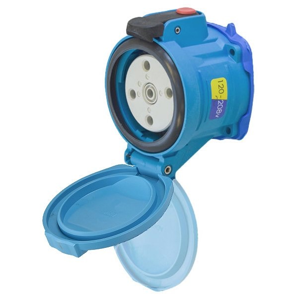 Meltric DSN30 RECEPTACLE POLY BLUE SIZE 2 TYPE 4X IP 69 3P+N+G 30 A 120/208 VAC 60 Hz NO AUX 63-34167 - main