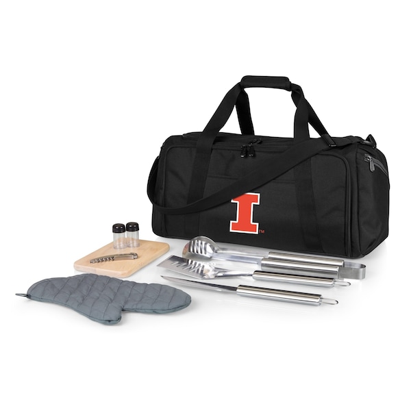 Picnic Time Family Of Brands NCAA Illinois Fighting Illini BBQ Kit Grill Set & Cooler, BBQ Accessories 757-06-175-214-0 - main