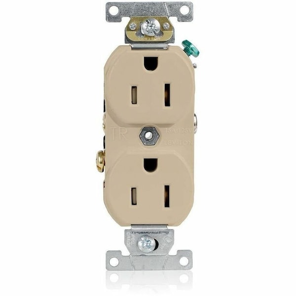 Leviton Plugs&Rcptcls, 15A, 125VAC, Ivory, Thrmplstc TCR15-I - main