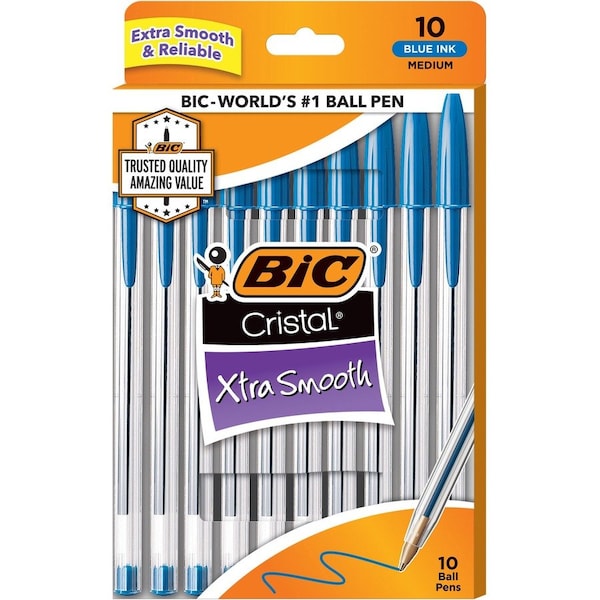 Bic Cristal Xtra Smooth Ballpoint Pen, Blue, 10PK MSP10BE - main