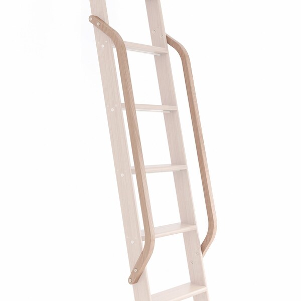 Quiet Glide Cherry Wood Library Ladder Handrail Satin Nickel (No Ladder) QG.6309.CH.02 - main