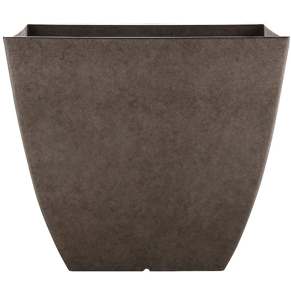 Southern Patio Newland Planter, 13-1/2 in H, 16 in W, 16 in D, Square, Plastic/Resin, Gray, Stone Aesthetic HDR-091677 - main
