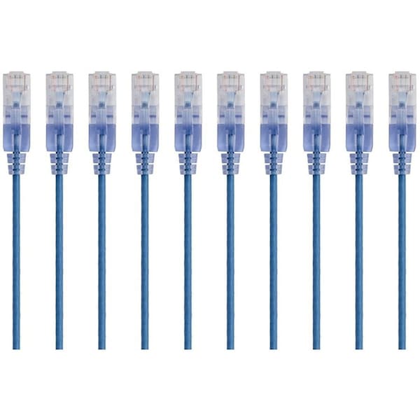 Monoprice Slim Cat6A Cable, PK10, 1 ft.Blue 15150 - main