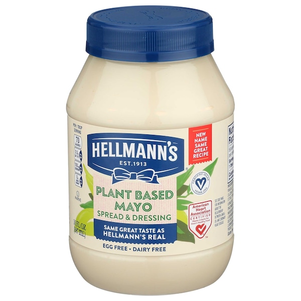 Hellmanns Plant Based Mayonnaise Jar, 30 Ounce 62729062 - main
